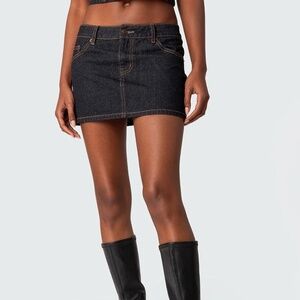 Edikted Worn Once Foster Washed Denim Mini Skirt, XS